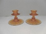 Fostoria Vernon No. 2375, 3 1/4 in., 1-Lite Amber Glass, Candlestick (Pair)