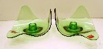 Green Viking Glass Stylized Candleholders (Pair)