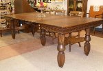 1800's Oak 5-leg Extension Table w/5 Leaves